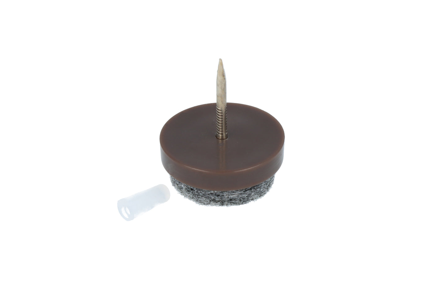 Deslizador de fieltro para sillas con clavo 20 mm soporte marrón