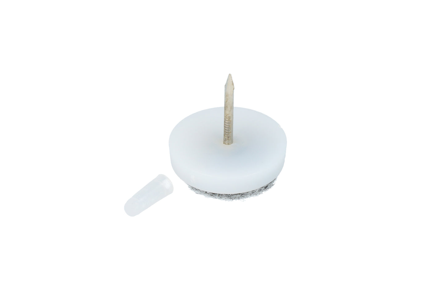 Deslizador de fieltro para sillas con clavo 24 mm soporte blanco